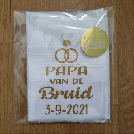 cadeau papa van de bruid, bedrukte zakdoeken trouw