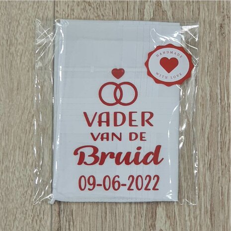 Zakdoek Vader van de Bruid / Bruidegom mét DATUM