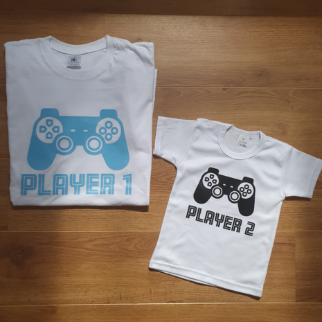 Set van 2 Matching Shirts - Player 1 en Player 2