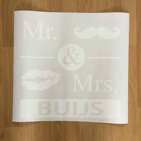 Mr & Mrs Auto Sticker met Achternaam