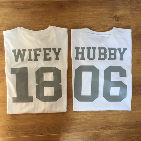 t-shirt man vrouw hubb wifey, koppel shirts