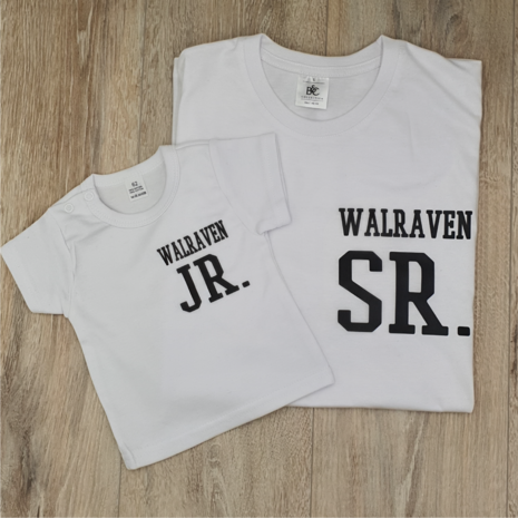 Set t-shirts Sr. en Jr. met Achternaam