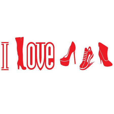 I love shoes muursticker naast elkaar