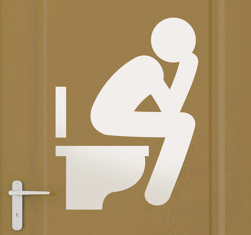 Deursticker Toiletsticker Denkend op Toilet bij Mercikes.com