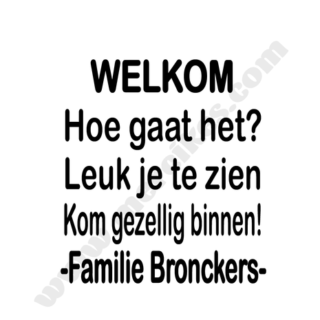 tekst voordeur welkom kom gezellig binnen met familienaam