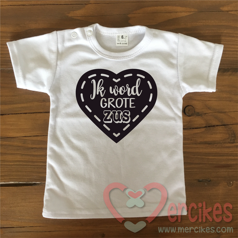 zwangerschap aankondigen ik word grote zus hart, t-shirt ik word grote zus