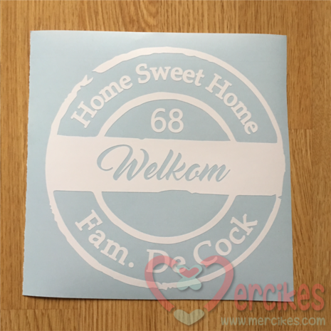 sticker voordeur welkom home sweet home met familienaam