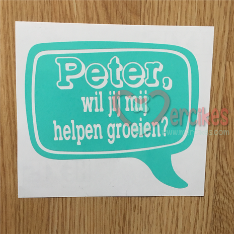 peter vragen met deze mooie sticker voor gieter of bloempot