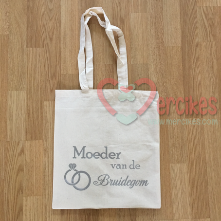 cadeau moeder bij bruiloft, katoenen tas moeder van de bruidegom