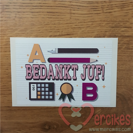 losse sticker juf cadeau, bedankt juf sticker