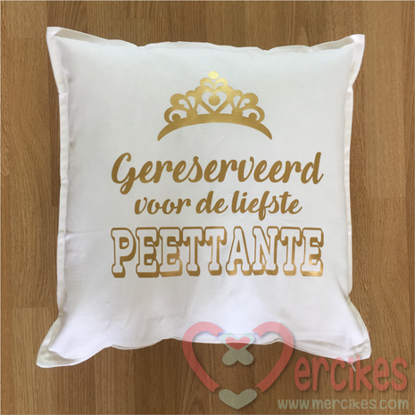 cadeau voor meter, kussen voor de liefste peettante