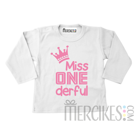 Verjaardag Shirtje Eerste Verjaardag Miss One derful