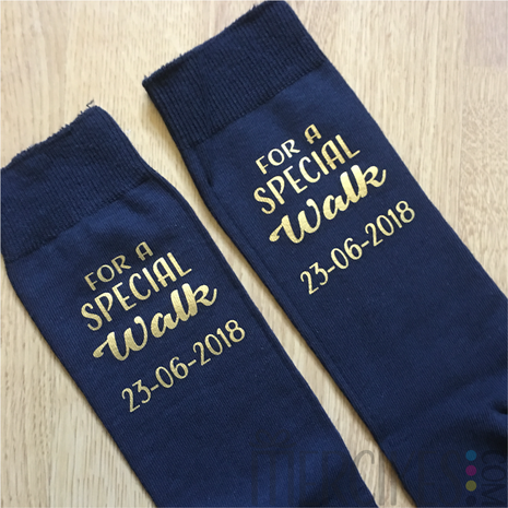 gepersonaliseerde sokken met naam en datum vader van de bruid, for a special walk