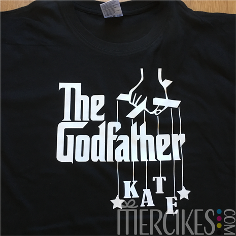 cadeau peter godfather met naam van petekind, godfather t-shirt