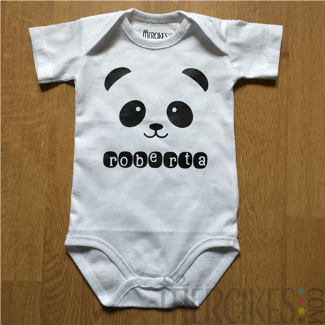 cadeau geboorte romper met naam panda
