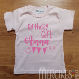 Verjaardag Shirt Birthday Girl met Naam Korte Mouw