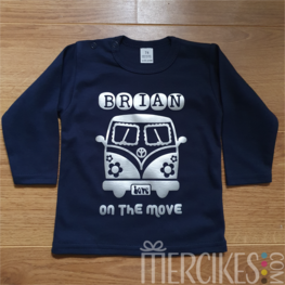 Shirtje Volkswagenbusje Hippie met Naam