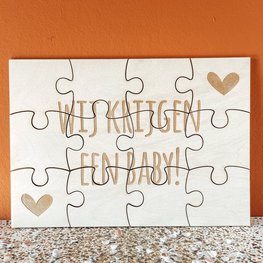 Zwangerschapsaankondiging houten puzzel | Wij krijgen een baby!
