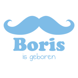 Geboortesticker met Naam Mustache