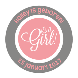 Geboortesticker Fullcolor It`s a Girl Rond