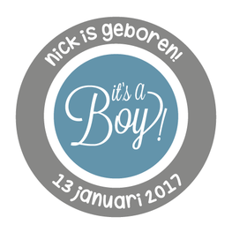 Geboortesticker Fullcolor It`s a Boy Rond