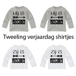 Set van 2 Verjaardag Shirtjes voor een Tweeling