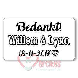 Sticker 6 x 3,5 cm Huwelijk Bedankt Diamant