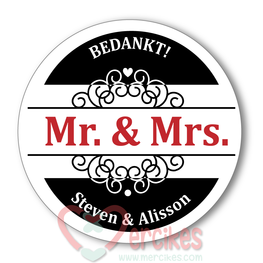 Sticker 6 cm Huwelijk Mr & Mrs