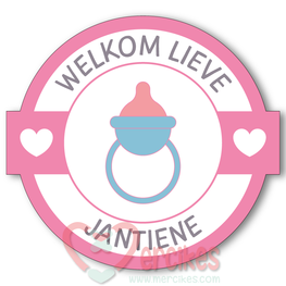 Sticker 6 cm Geboorte - Welkom Speen Meisje