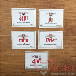 Set van 5 Bieretiketten Duvel - Wil jij mijn Peetoom / Peter zijn?