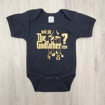 Wil jij the godfather/godmother zijn - zwart romper goud